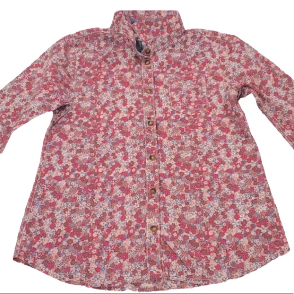 H&M L.O.G.C.C. Floral Button Down Cotton Shirt, Size 7-8 years